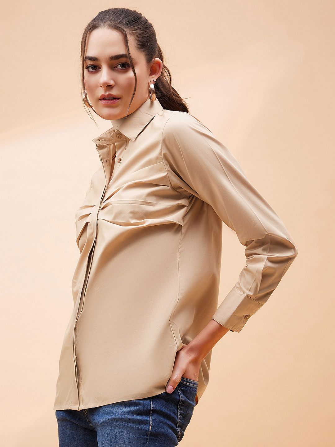 SASSAFRAS BASICS Comfort Spread Collar Long Sleeves Cotton Casual Shirt