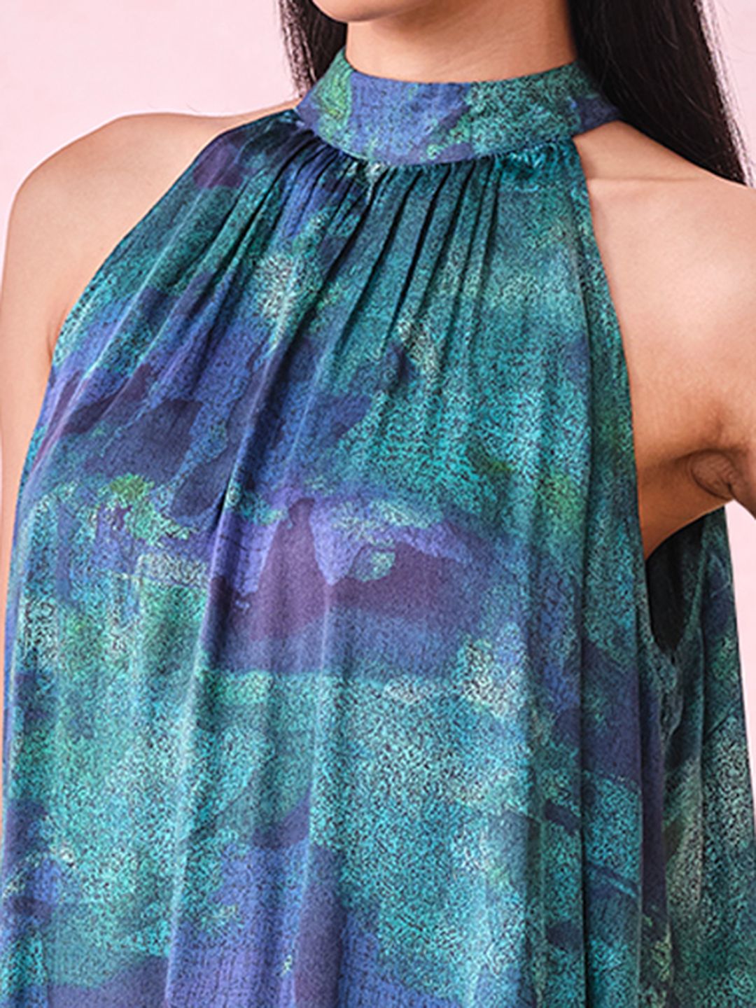AND Abstract Printed Mandarin Collar Top & Trousers