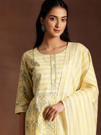 Libas Floral Printed Gotta Patti Pure Cotton Kurta with Palazzos & Dupatta