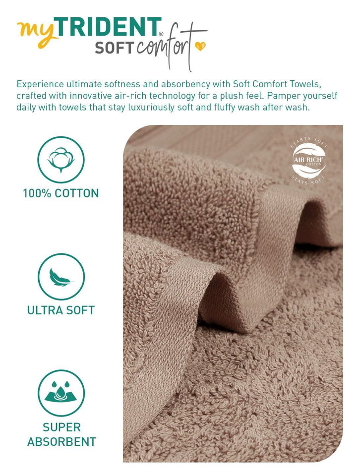 MYTRIDENT Soft Comfort Brown 3 Pieces Pure Cotton 500 GSM Towel Set