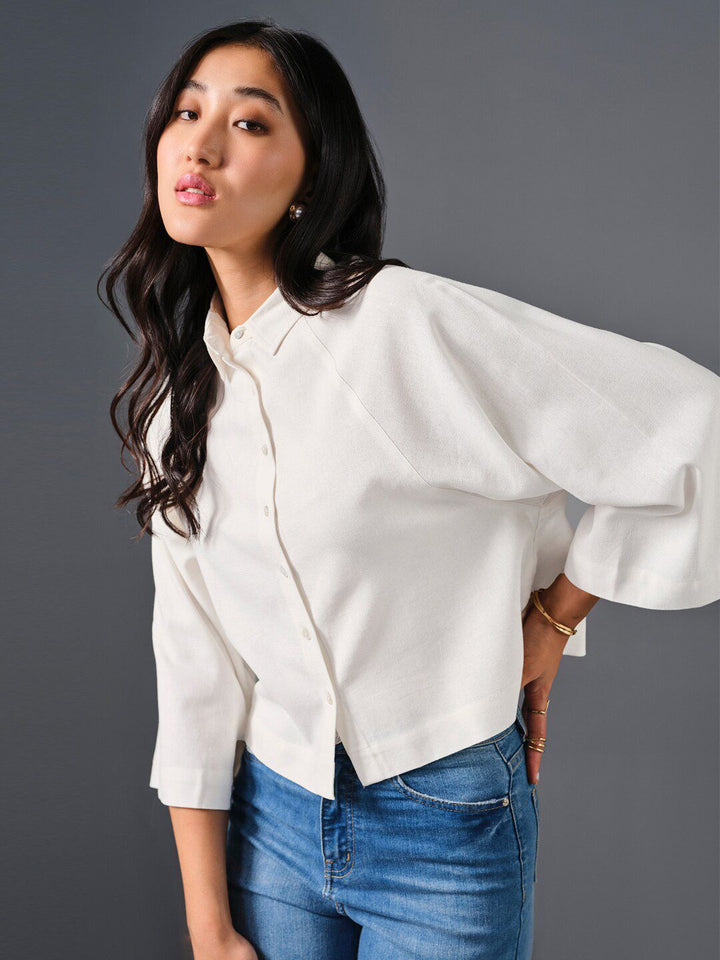 AND Flared Sleeve Shirt Style Top