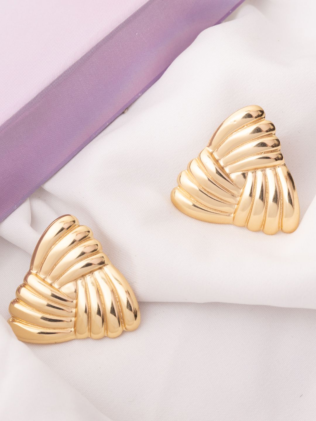 VOGUE PANASH Stainless Steel 18K Gold Plated Contemporary Drop Studs