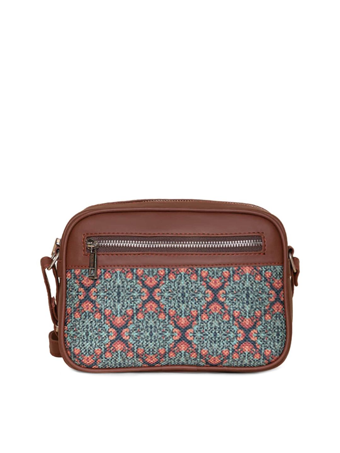 ZOUK Women Teal Textured Structured Sling Bag