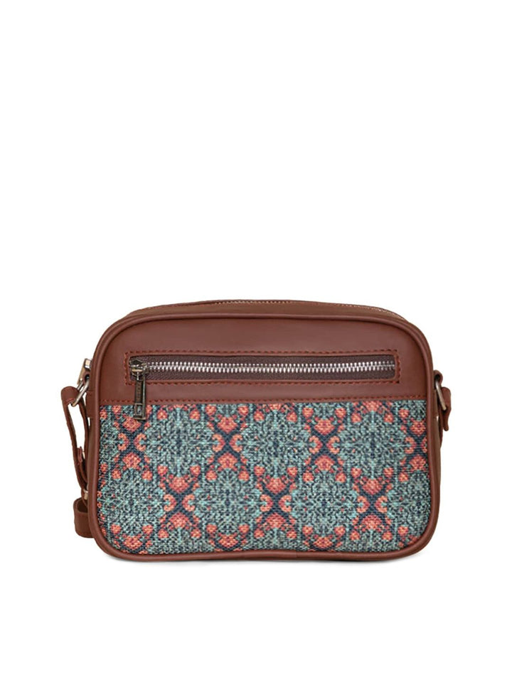 ZOUK Women Teal Textured Structured Sling Bag