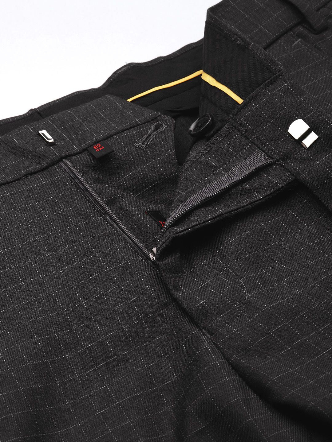 Raymond Men Mid-Rise Slim Fit Checked Formal Trousers