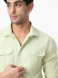 Urbano Fashion Men Spread Collar Solid Cotton Casual Shirt