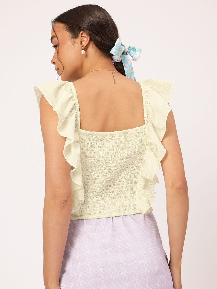 DressBerry Ruffle Romance Ruched Seersucker Top