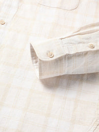 THE BEAR HOUSE Slim Fit Checked Cotton Linen Casual Shirt
