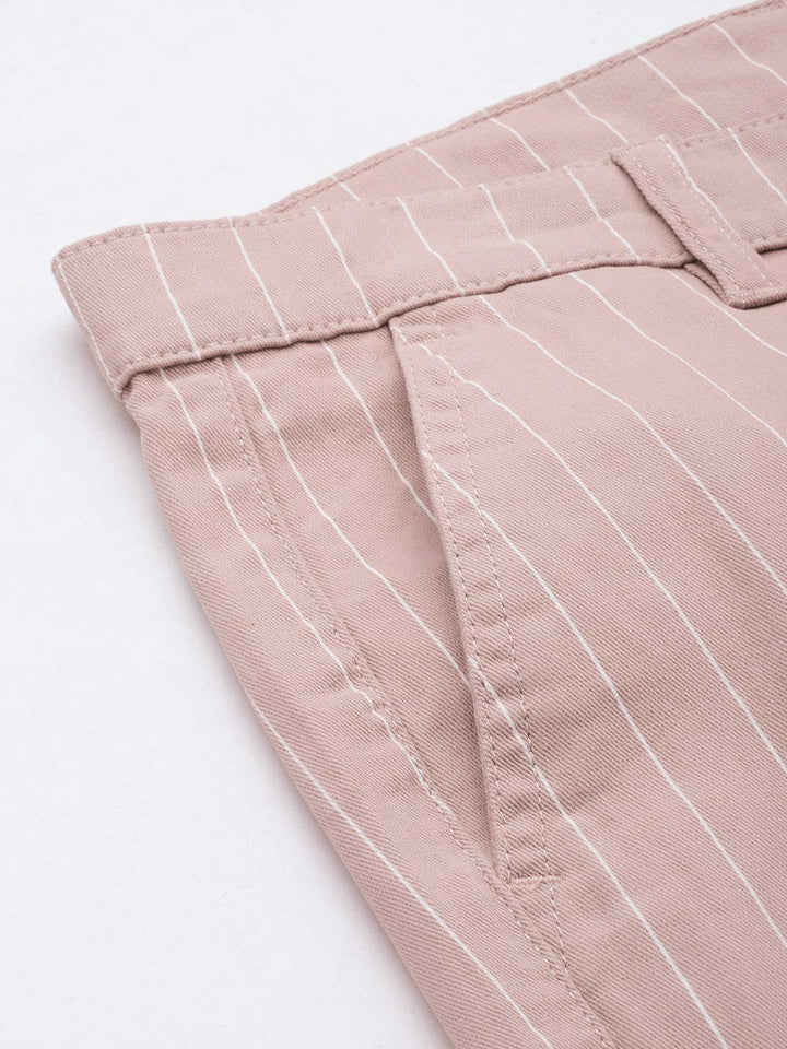 The Indian Garage Co Men Striped Slim Fit Chinos
