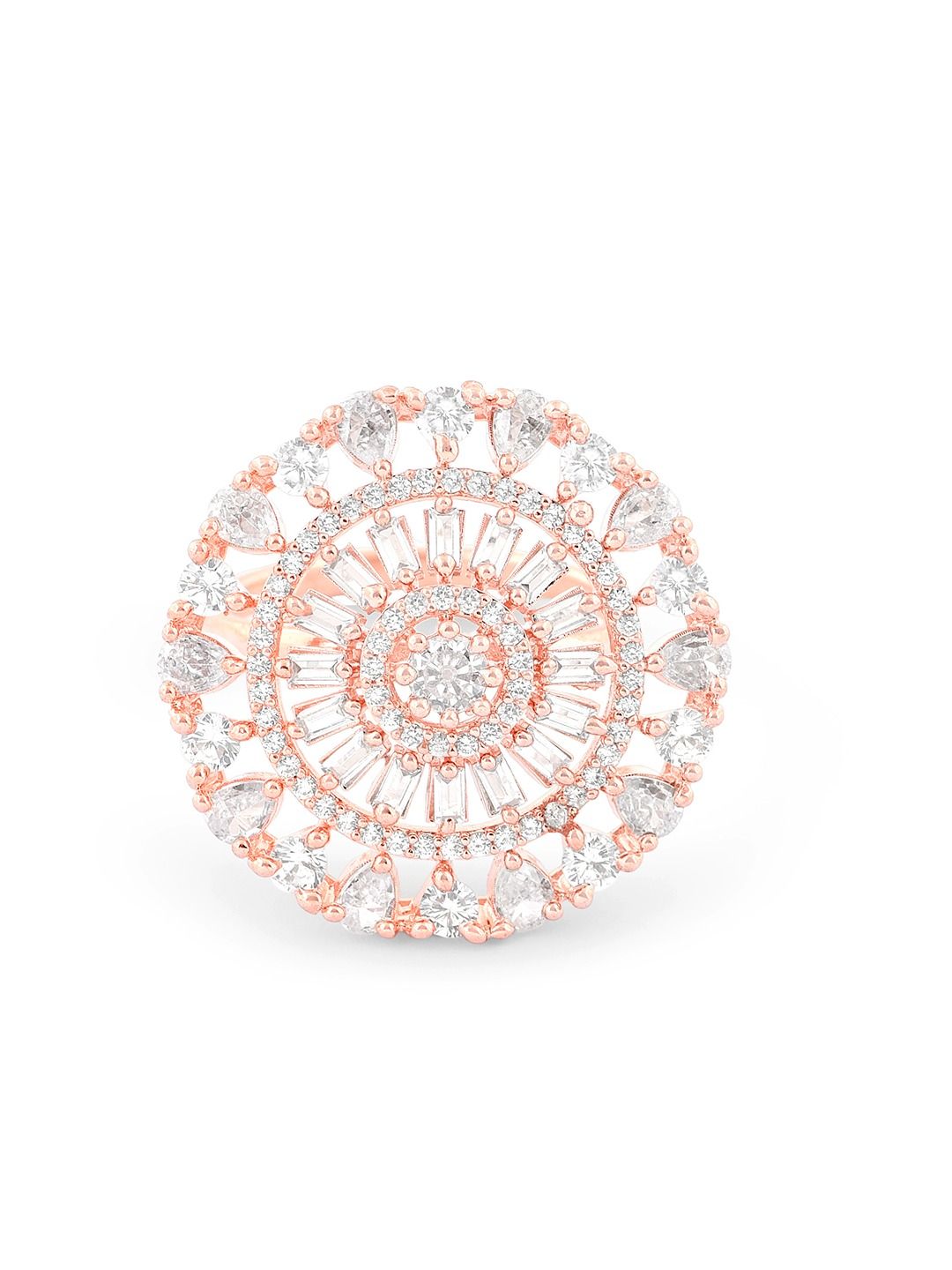 Cincin Jari Boleh Laras Zaveri Pearls Rose Saduran Emas CZ