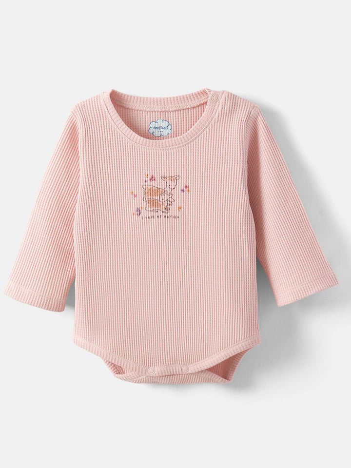 Nauti Nati Infants Girls Printed Pure Cotton Bodysuit With Joggers & Cap
