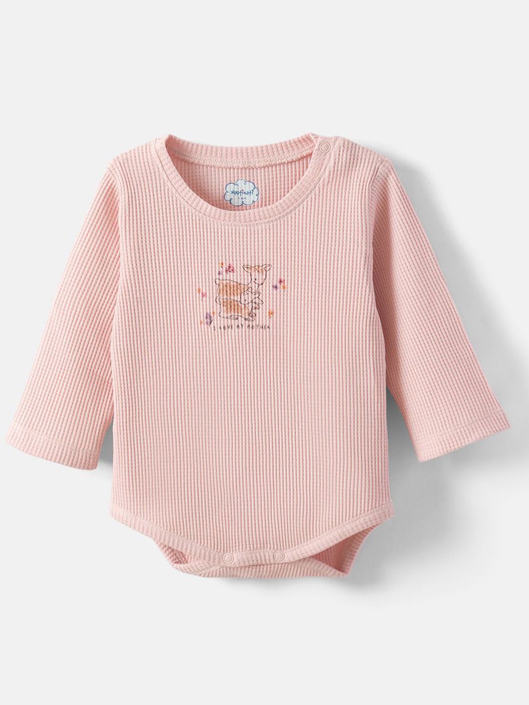 Nauti Nati Infants Girls Printed Pure Cotton Bodysuit With Joggers & Cap