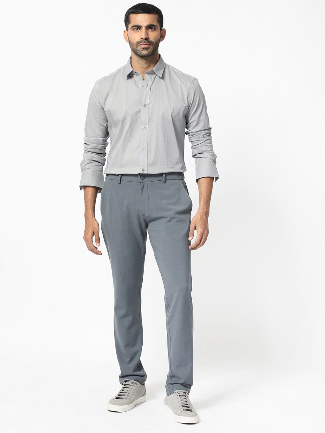 RARE RABBIT Men Flees Slim Fit Opaque Cotton Shirt