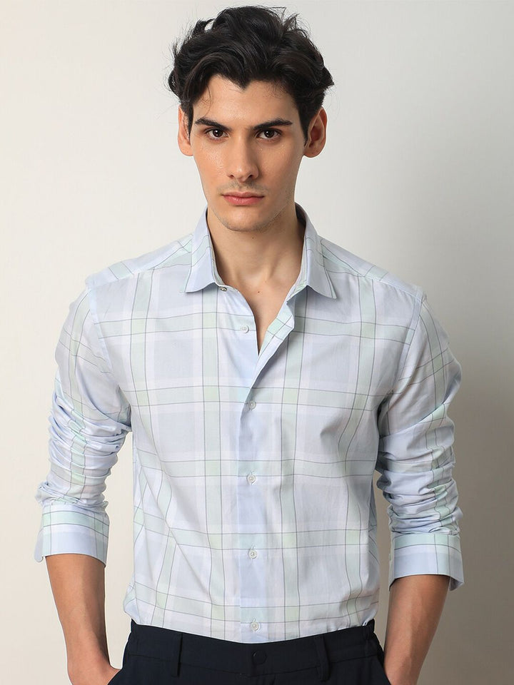 RARE RABBIT Men Tarkin Slim Fit Tartan Checked Cotton Shirt