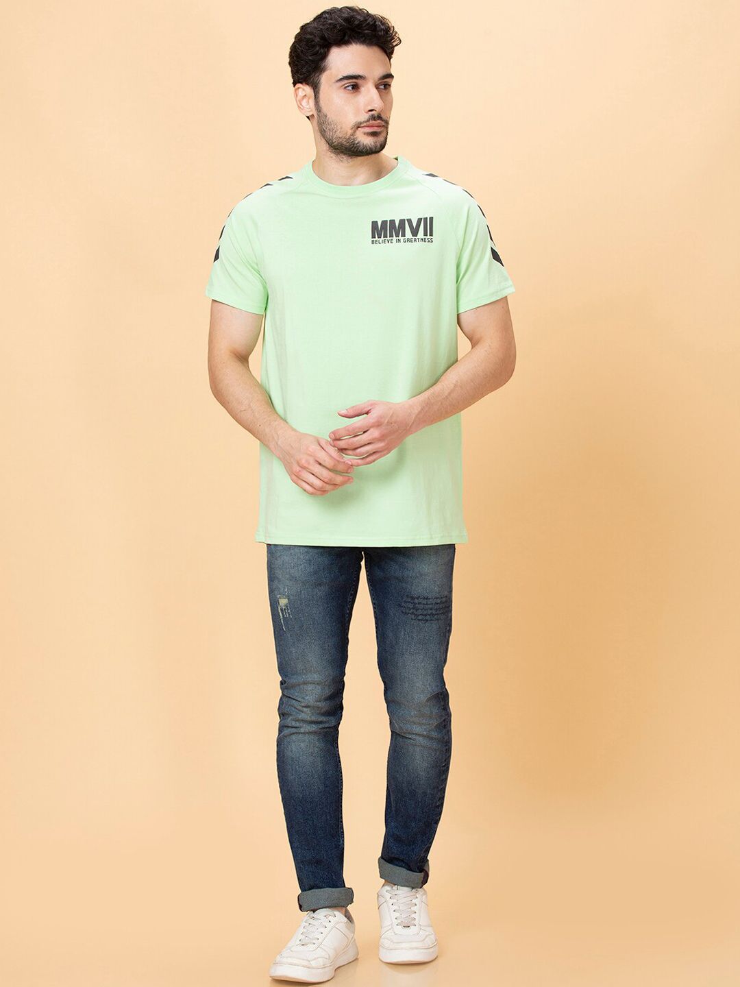 Being Human Men Skinny Fit Low Distress Heavy Fade Jeans