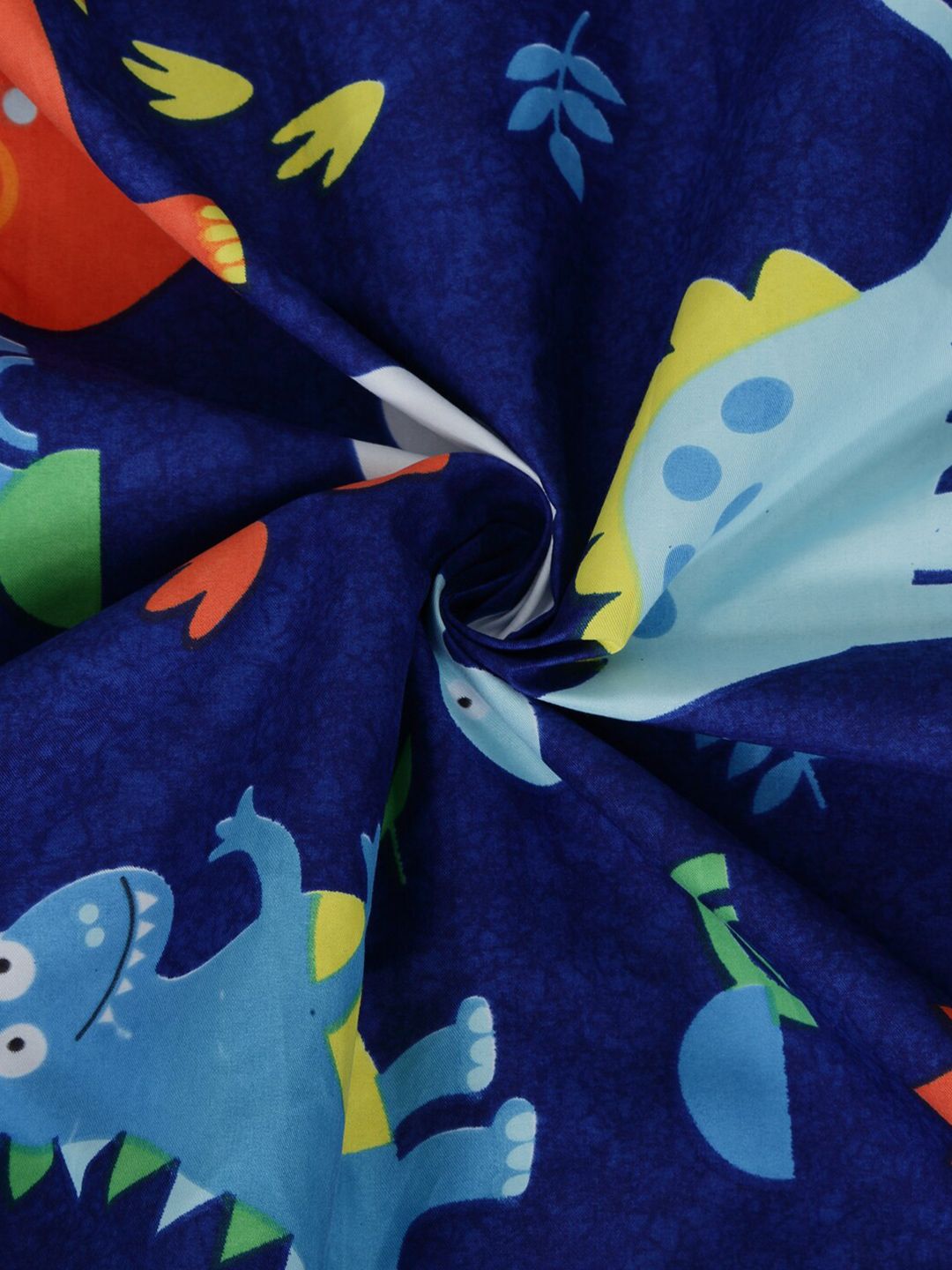 KLOTTHE Navy Blue & Yellow Graphic 300 TC King Bedsheet with 2 Pillow Covers