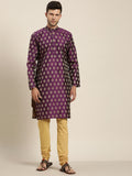 SOJANYA Kurta Tenunan Jacquard Lelaki Ungu & Emas