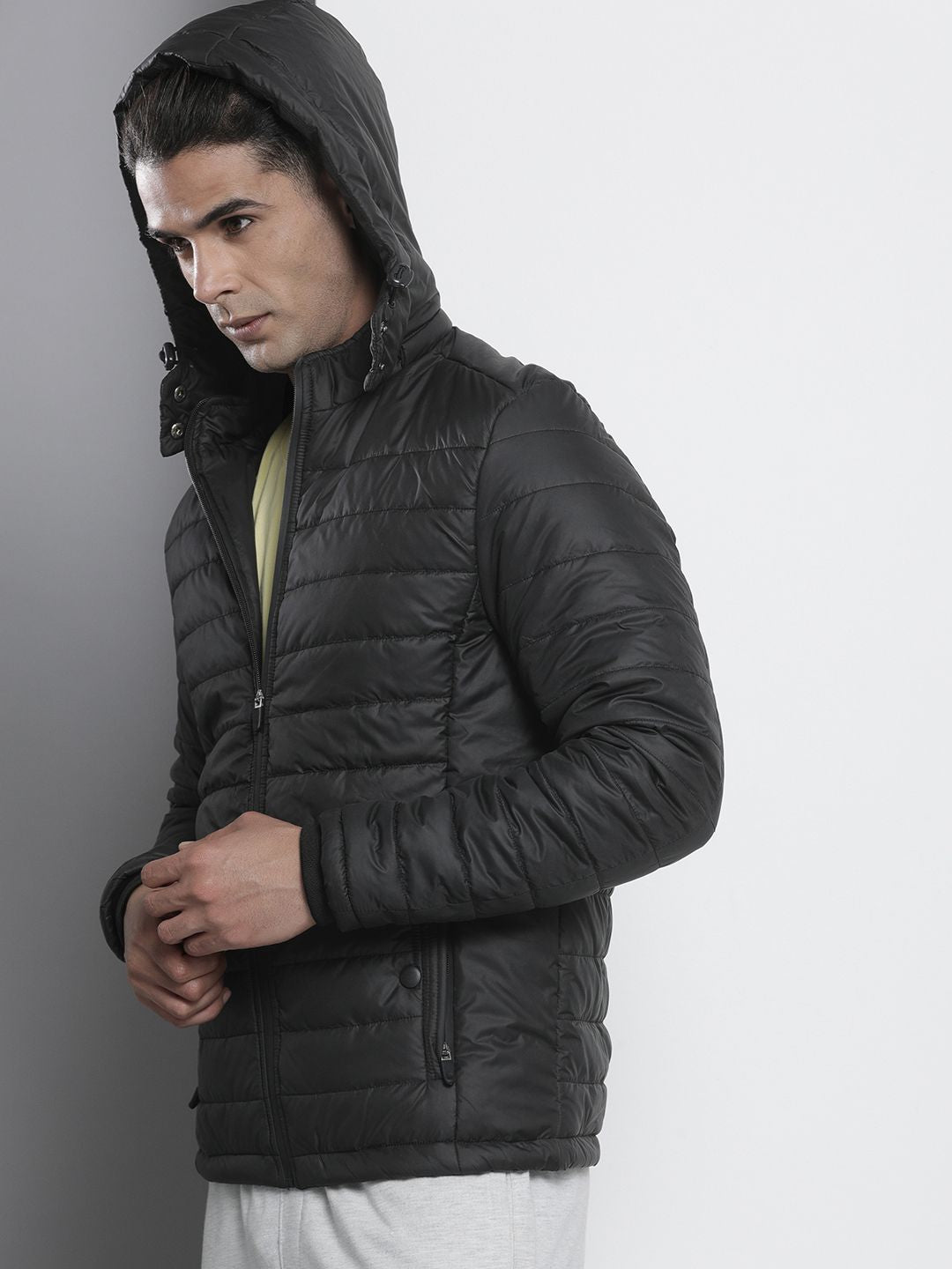 The Indian Garage Co Men Zip-Front Puffer Jacket with Detachable Hood