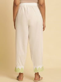 W Women Straight Fit Pleated Pure Cotton Ethnic Trousers