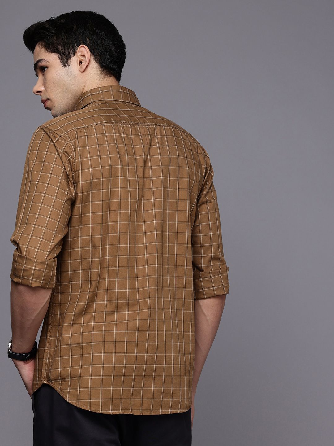Raymond Pure Cotton Slim Fit Checked Casual Shirt