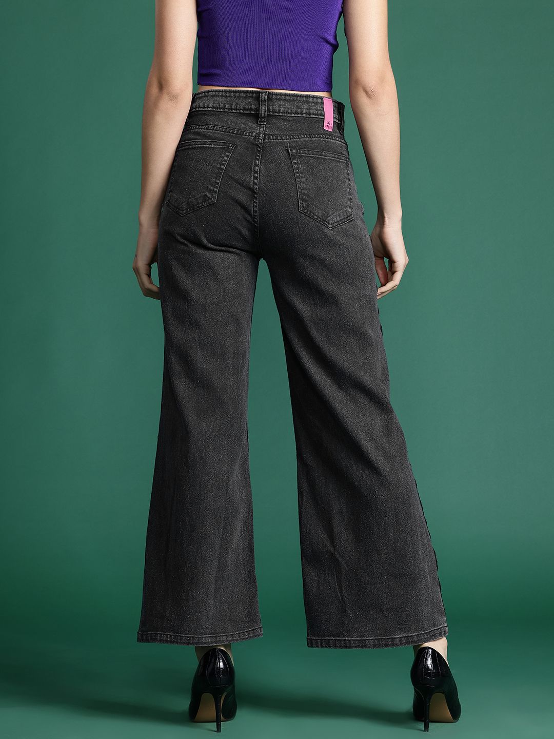 DressBerry Women Wide Leg with Side Stripe Stretchable Jeans