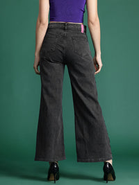 DressBerry Women Wide Leg with Side Stripe Stretchable Jeans