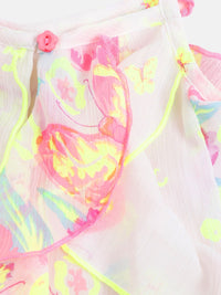 Nauti Nati Infant Girls Multicoloured Floral & Butterfly Print Ruffled A-Line Dress