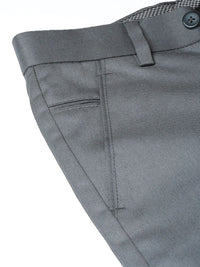 MANQ Men Grey Smart Slim Fit Solid Formal Trousers