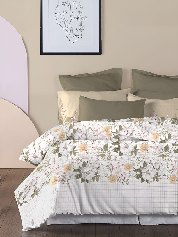 MYTRIDENT Backyard Soft Comfort Flat 210TC King Cotton 1 Bedsheet with 2 Pillow Covers