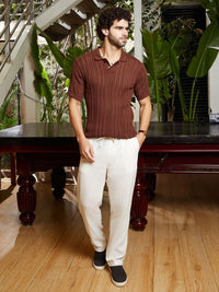 Campus Sutra Men Self Design Polo Collar T-shirt