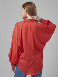 Style Quotient Women Solid Poly Crepe Oversized Casual Shirt