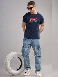 ADRO Men Typography Printed Applique T-shirt