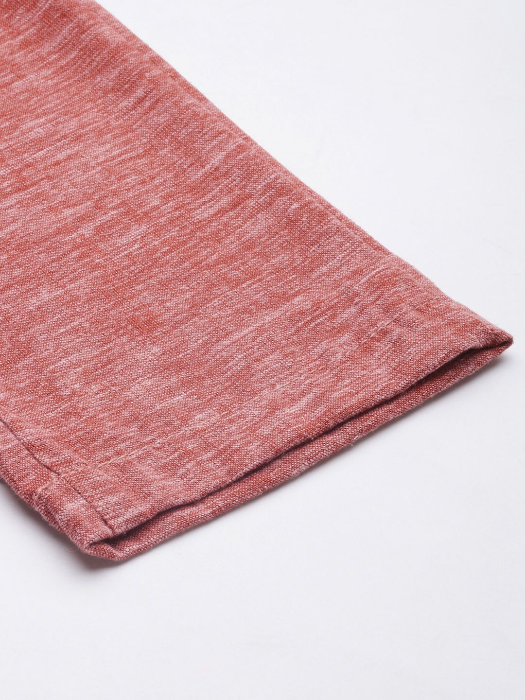 The Indian Garage Co Men Rust Red Melange Effect Slim Fit Trousers