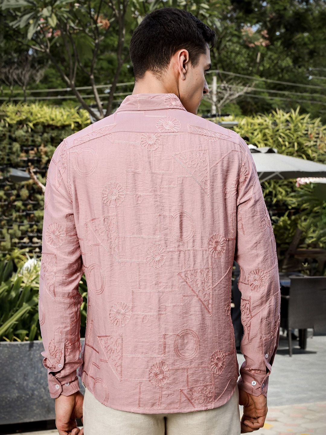 Thomas Scott Men Regular Fit Long Sleeves Embroidered Shirt
