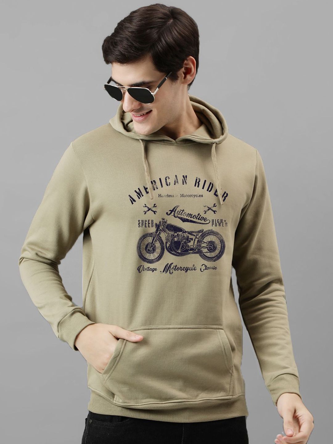 ADRO Men Printed Hooded Pullover Sweatshirt