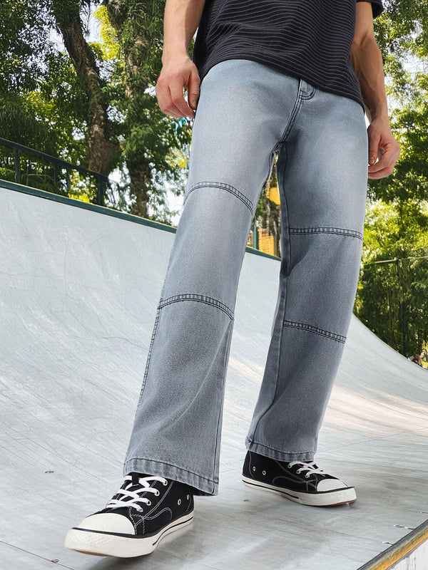 Urbano Fashion Men Panelled Pure Cotton Loose Baggy Fit Jeans