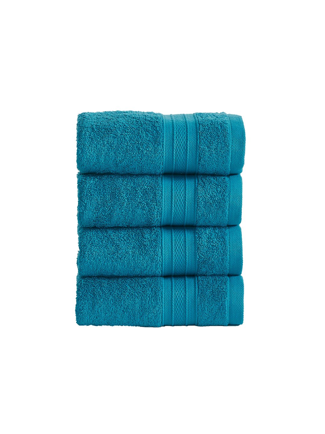 MYTRIDENT Teal Blue Set of 4 Soft  Plush Cotton Hand Towel