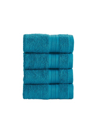 MYTRIDENT Teal Blue Set of 4 Soft  Plush Cotton Hand Towel