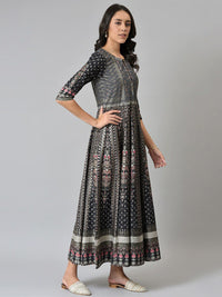 W Black Ethnic Motifs Ethnic Maxi Dress