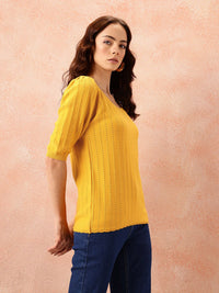 all about you Open Knit Puff Sleeve Top