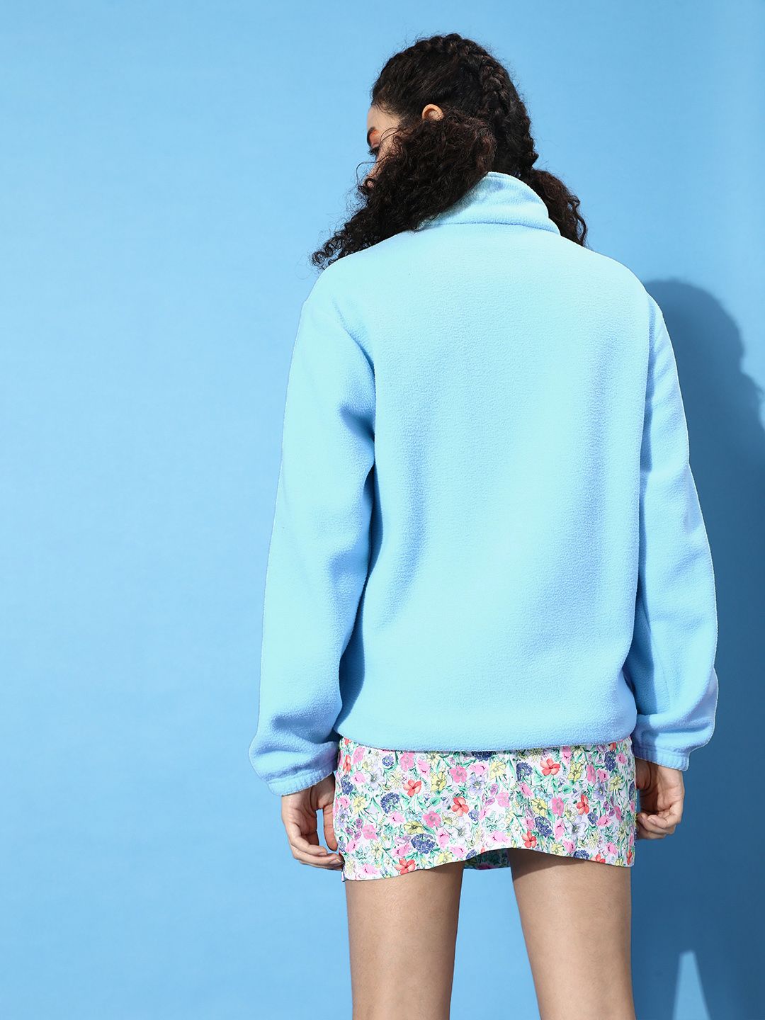 STREET 9 Women Alluring Turquoise Blue Solid Sweatshirt