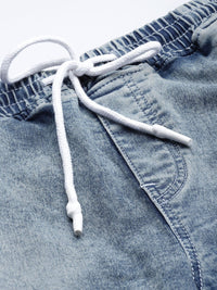 The Indian Garage Co Men Blue Jean Slim Fit Heavy Fade Cuffed Hem Stretchable Jeans