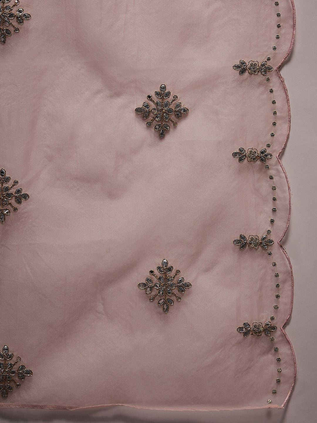Indo Era Pink Ethnic Motifs Embroidered Gotta Patti Kurta with Trousers & Dupatta