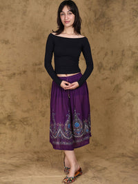 Exotic India Printed Flared Midi Skirts