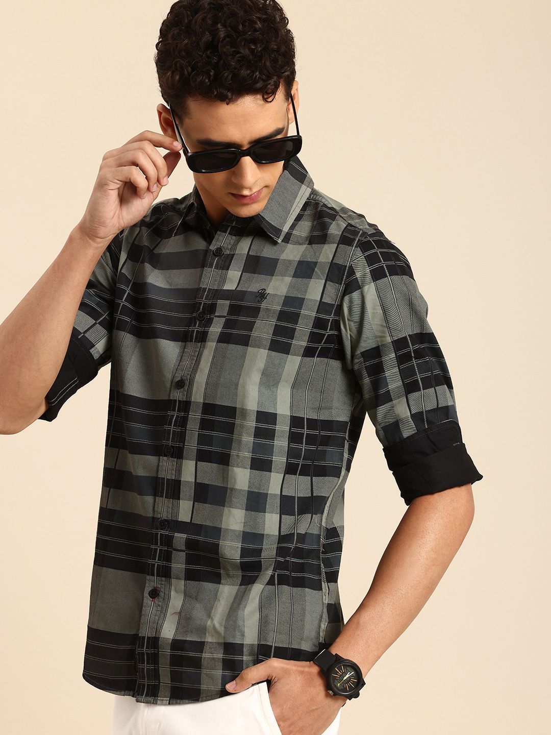 Being Human Pure Cotton Classic Slim Fit Opaque Checked Casual Shirt