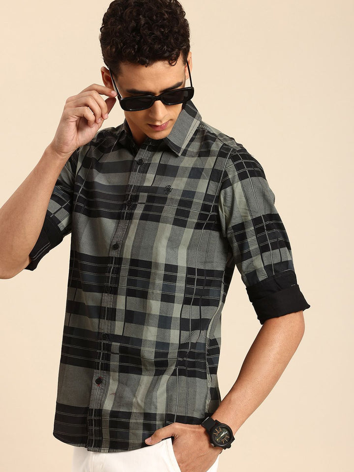 Being Human Pure Cotton Classic Slim Fit Opaque Checked Casual Shirt