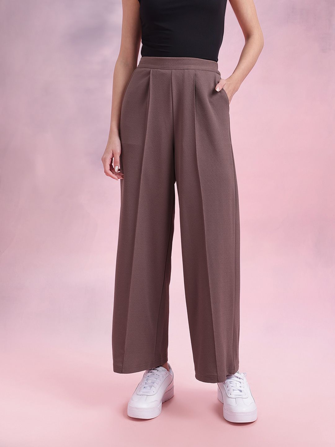 DressBerry Women Flared Pleated Trousers