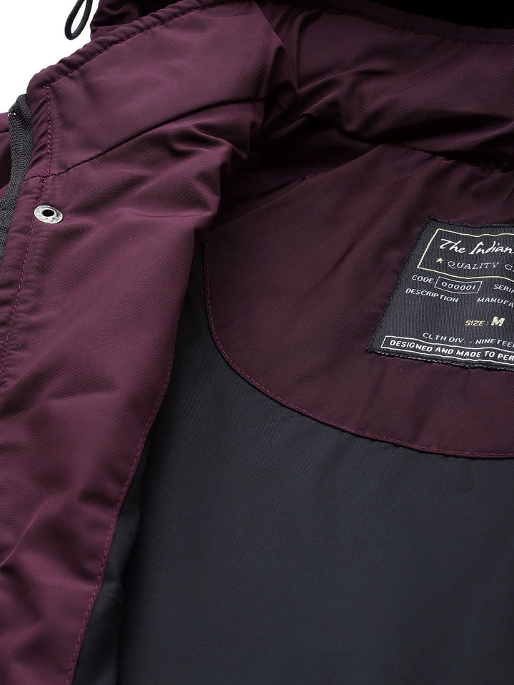 The Indian Garage Co Men Slim Fit Zip-Front Hooded Bomber Jacket