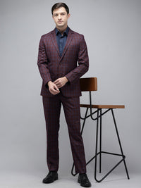 Park Avenue Checked Super Slim Fit Notched Lapel Collar 2 Piece Formal Suit
