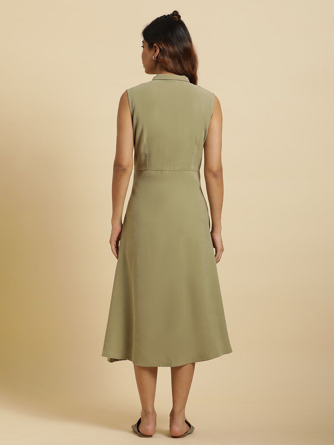 W Shirt Collar A-Line Dress
